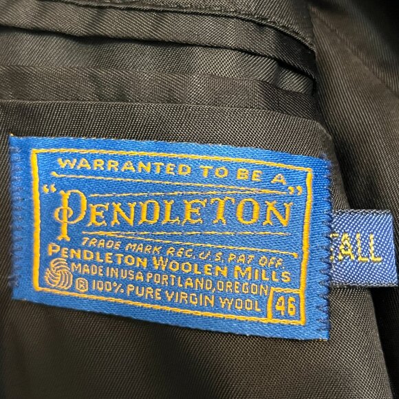 Pendleton 46 Tall Blazer Jacket Wool Tweed Western Elbow Patches Gray Suede VTG - Picture 5 of 12